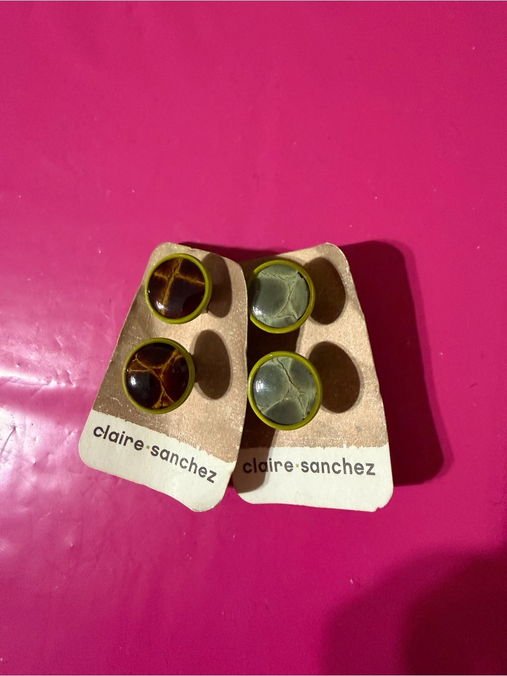 Cuff Links Olive and Brown Stone Dome Cuff links- Claire·Sanchez Designer